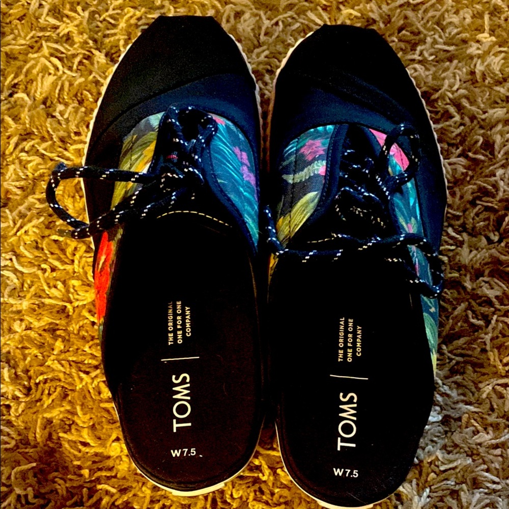 TOMS Black Sneakers with Holographic Accents